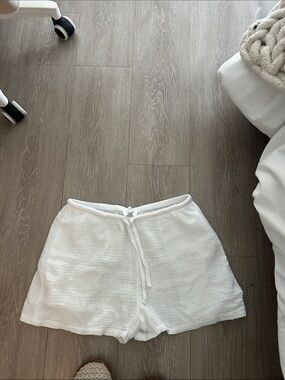 Women's High-Waist White Drawstring Lounge Shorts